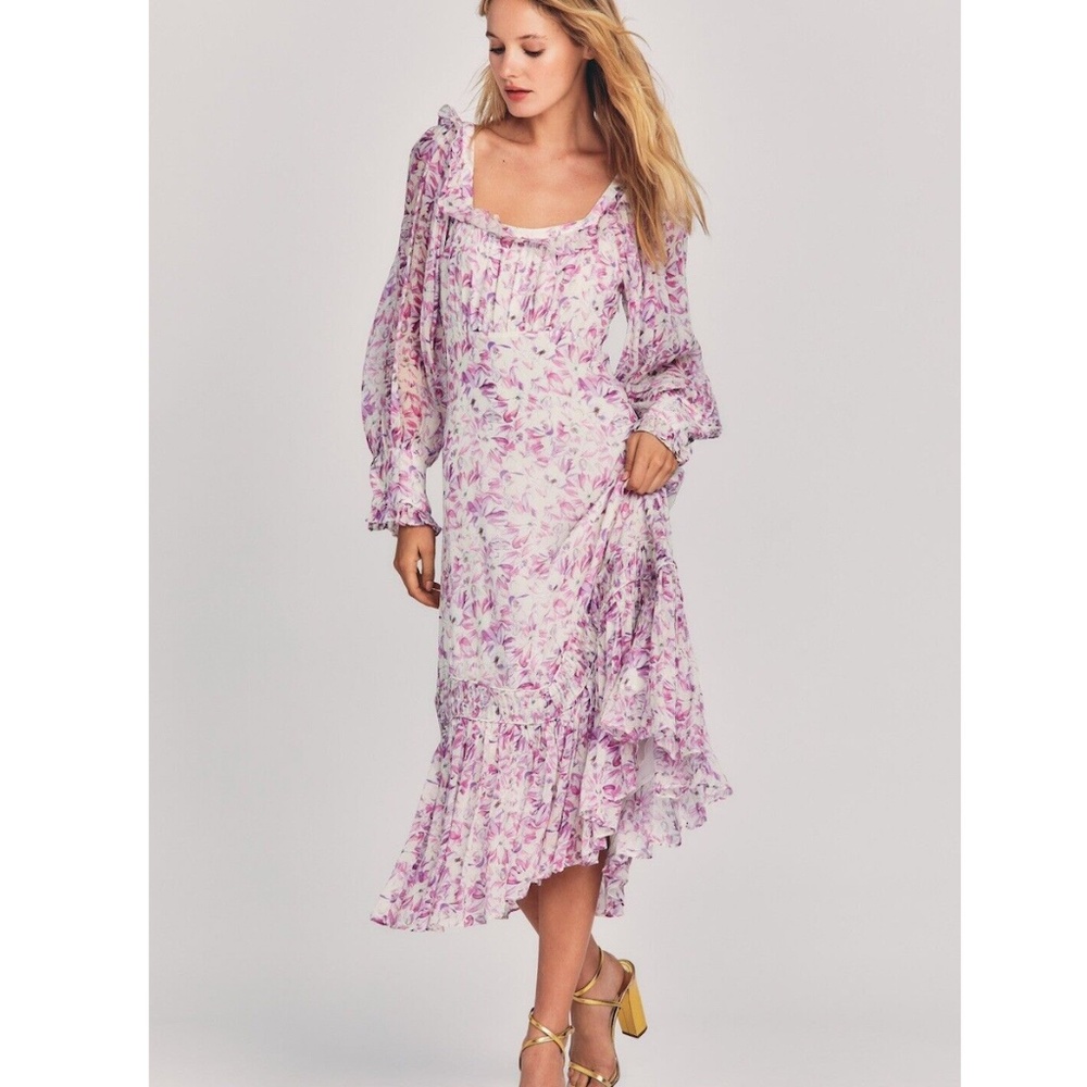 LoveShackFancy Julio Midi Dress - Magenta Starlight - X-Small - $279